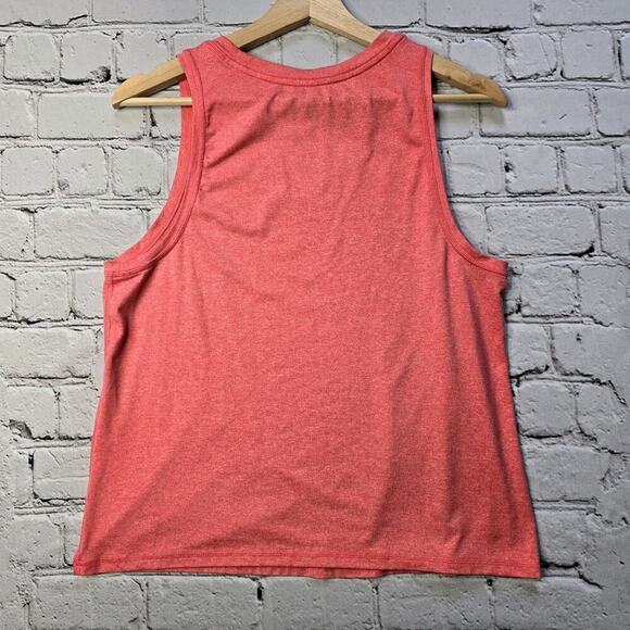 Athleta Coral Red Sleeveless Heathered High Neck Tank Top Size Medium - Picture 6 of 8